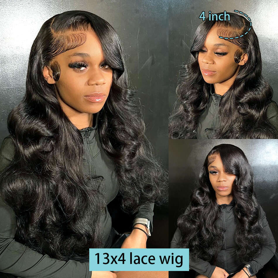 30 40 inch Body HD Front Wigs Human Hair 250 Density Brazilian Water Wave 13x4 Transparent Lace Frontal Wig For Women