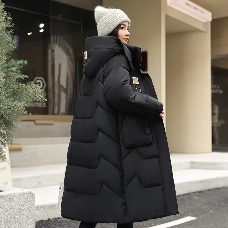 Winter Womens Jacket Long Parkas Down Cotton Hooded Coat Thick Warm Windproof Casual Loose 240921