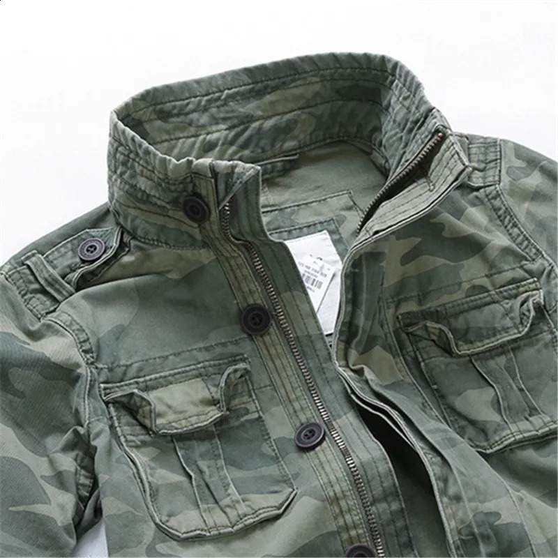 Mens casual Hombre camouflage sports jacket denim green military bomber mens autumn retro pocket 240921