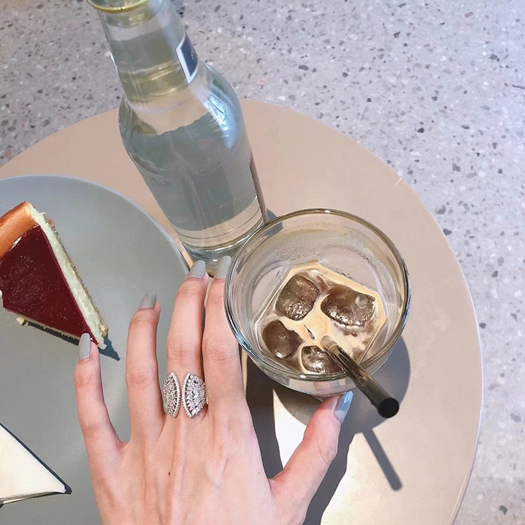 Marquise Cut White Topaz Sterg Sier Open Adjustable Ring for Women