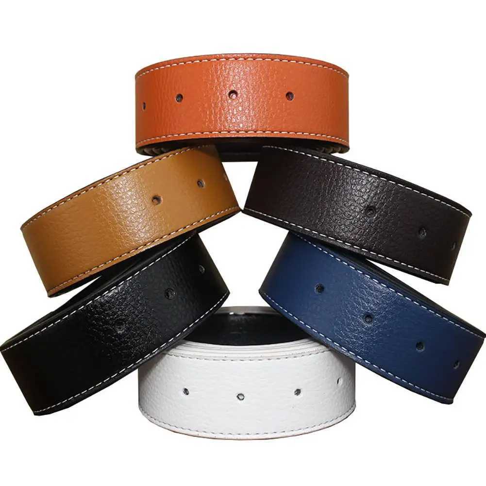 2020 New 3.7cm Luxury Mens Leather Automatic Ribbon Waist Strap Belt Without Buckle BlackX240923
