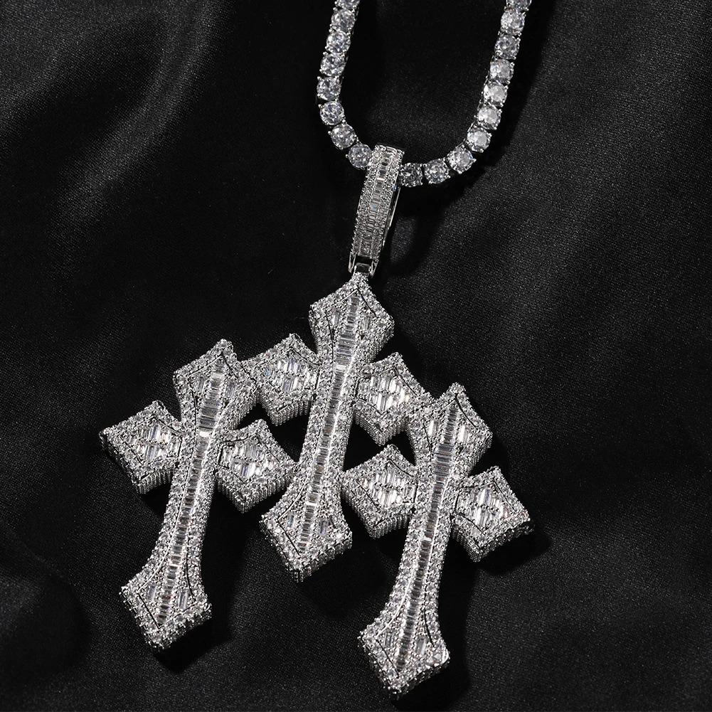 UWIN Vintage Triple Cross Pendant Punk y2k Accessories Choker Men Hiphop Necklace Men Chain Jewelry Gift 240914
