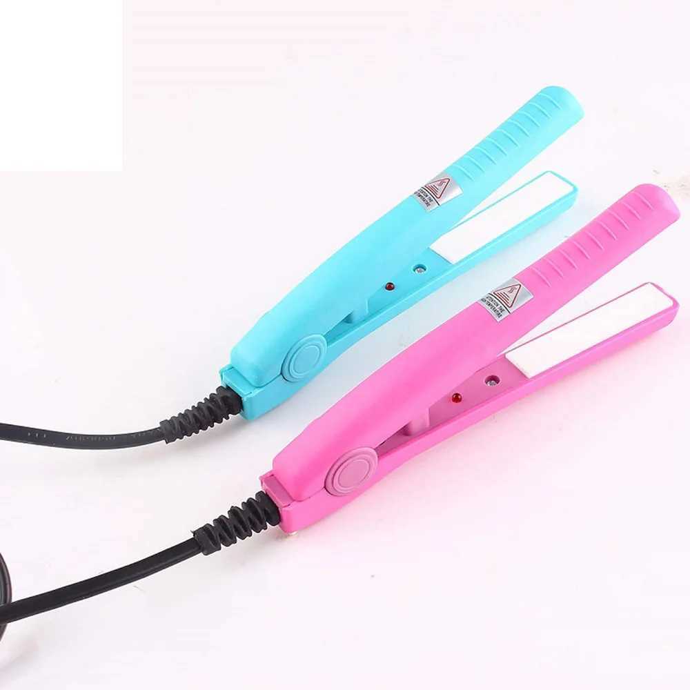 Mini curler straightener ceramic electrical stone flat iron bangs styling tool portable curling and straightening comb CL240923