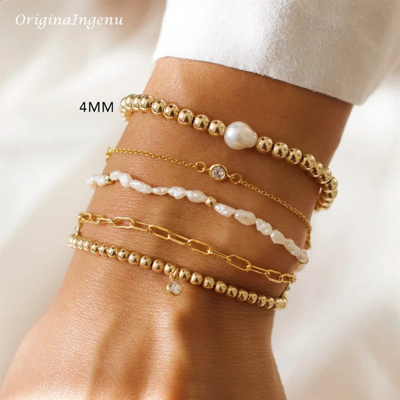Freshwater Pearl Bracelet: Gold-Plated Waterproof Beaded Jewelry for Boho Chic Bridal Style 4