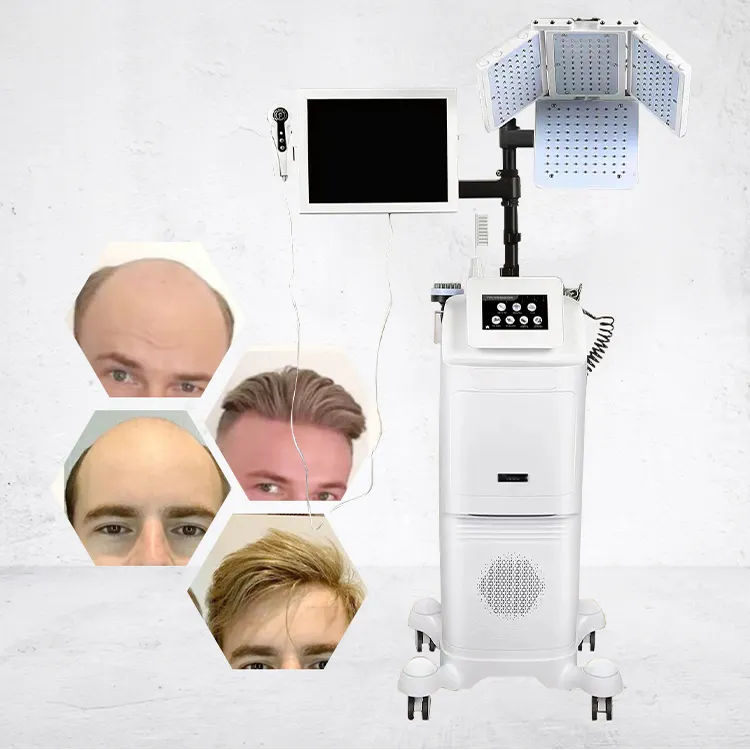 New Upgrade 650nm Diode Laser Hair Growth & Anti-Hair Loss Device 8 in 1 High Frequency Laser Vibrating Hair Nourishing Scalp Care Health Detector