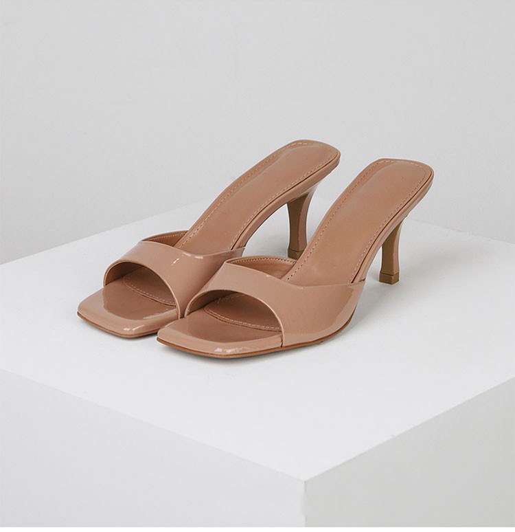 Elegant Girls High Heel Sandals Slippers .stiletto Heel,square Toe Casual Party Summer Women Mules Heels Shoes