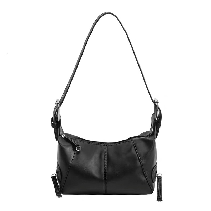 Cool drag girl niche design leather zipper single shoulder hand underarm bag retro Europe and America 2024 new bag