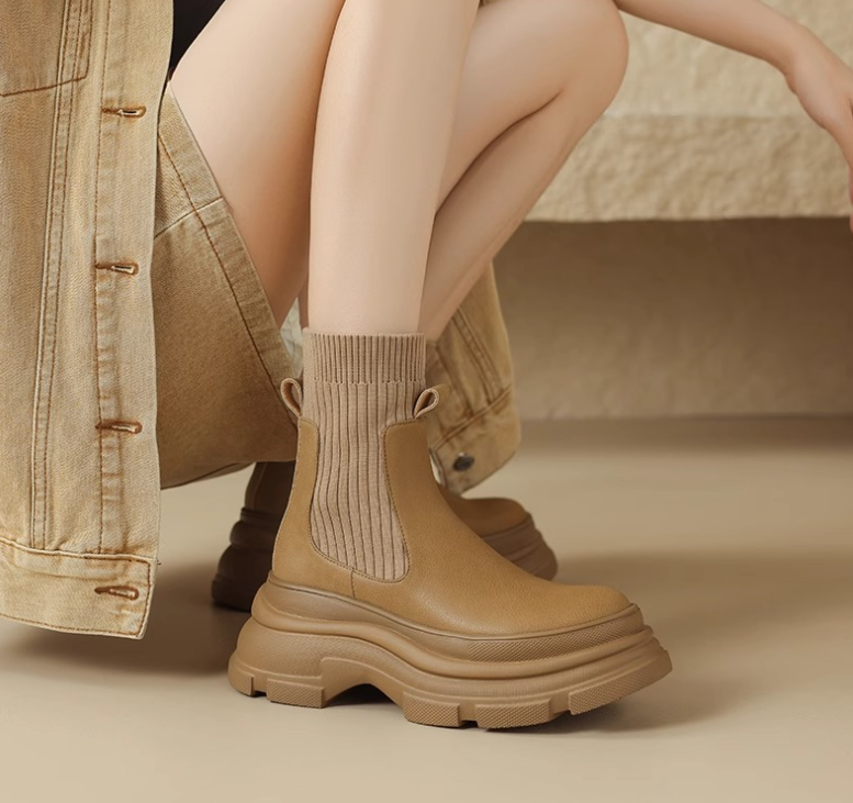 Anti Slip Winter Boots for Women with Thick Sole | Triple Black Khaki 5487