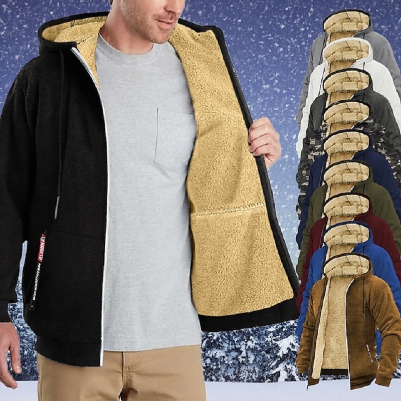 Men's Zip Up Sweatshirt Sherpa Hoodie Sweat Jacket Casual Essential Winter Clothing Apparel Hoodies Sweatshirts