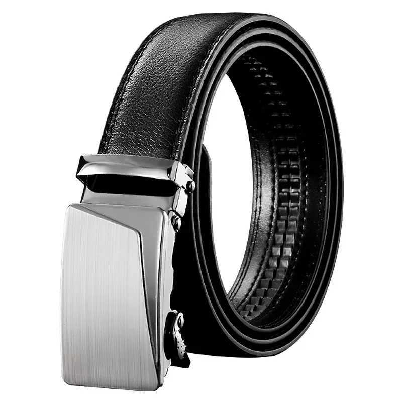 Mens Business Style Belt Black Pu Leather Strap Male Waistband Automatic Buckle Belts For Men Top Quality Girdle Belts For JeansX240923
