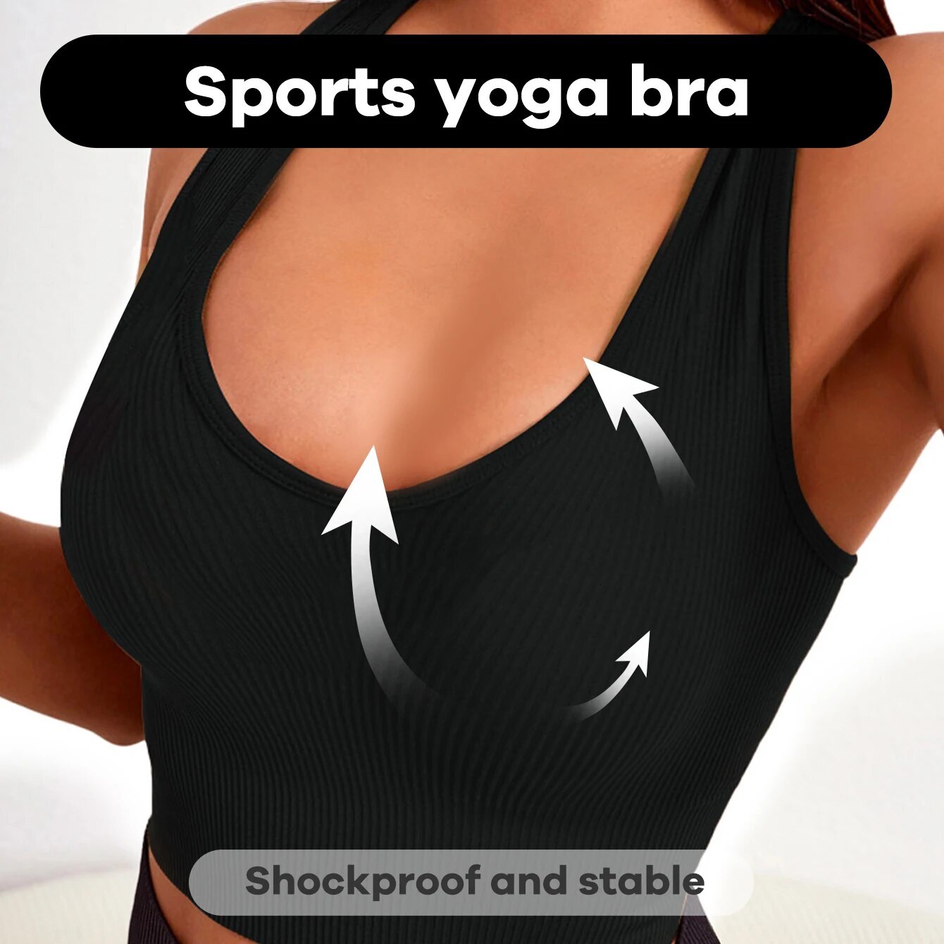 Women's Seamless Yoga Ribbed Knit Sports Bra Vest Without Steel Rings Running Fiess Breathable Top Can Be Worn Externally