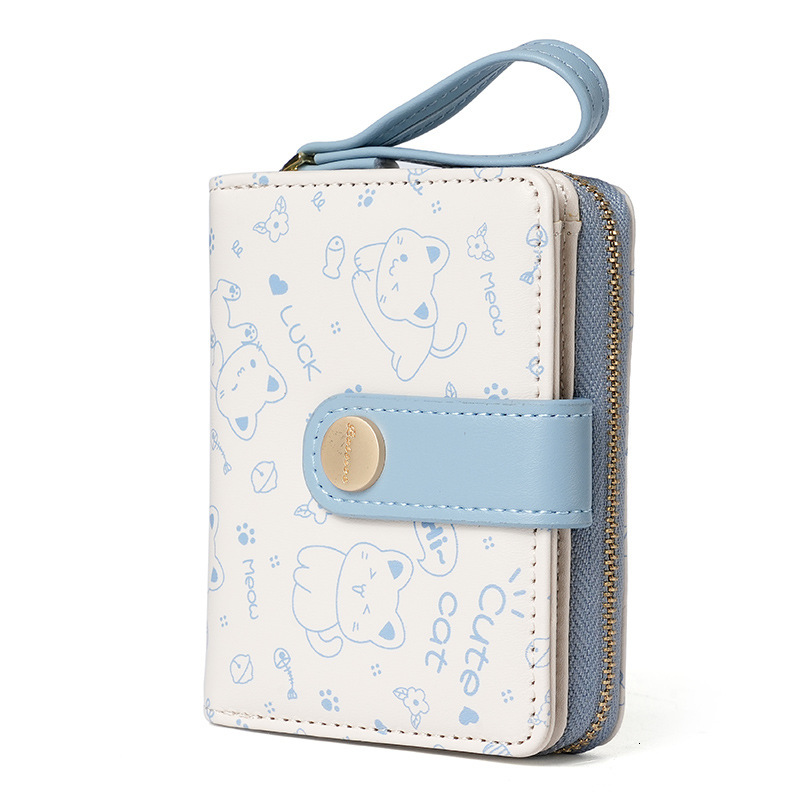 2025 New Cute Cat Girl Wallet Short Student Card Clip Money Bag Zipper Women wallet s Wallet