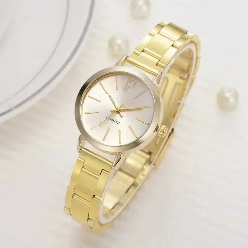 Fashion Gold Bracelet Quartz Wristwatch Luxury Watch for Women Simple Round Dial Stainless Students Ladies Watches Reloj MujerX240923