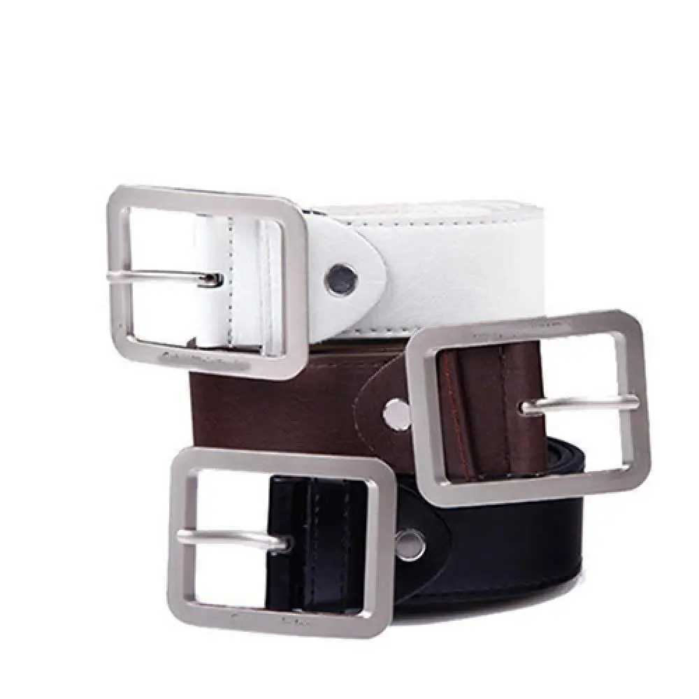 New Fashion Mens Belt Luxury Faux Leather Solid Color Buckle Waist Strap Business Casual Belt Party AccessoriesX240923