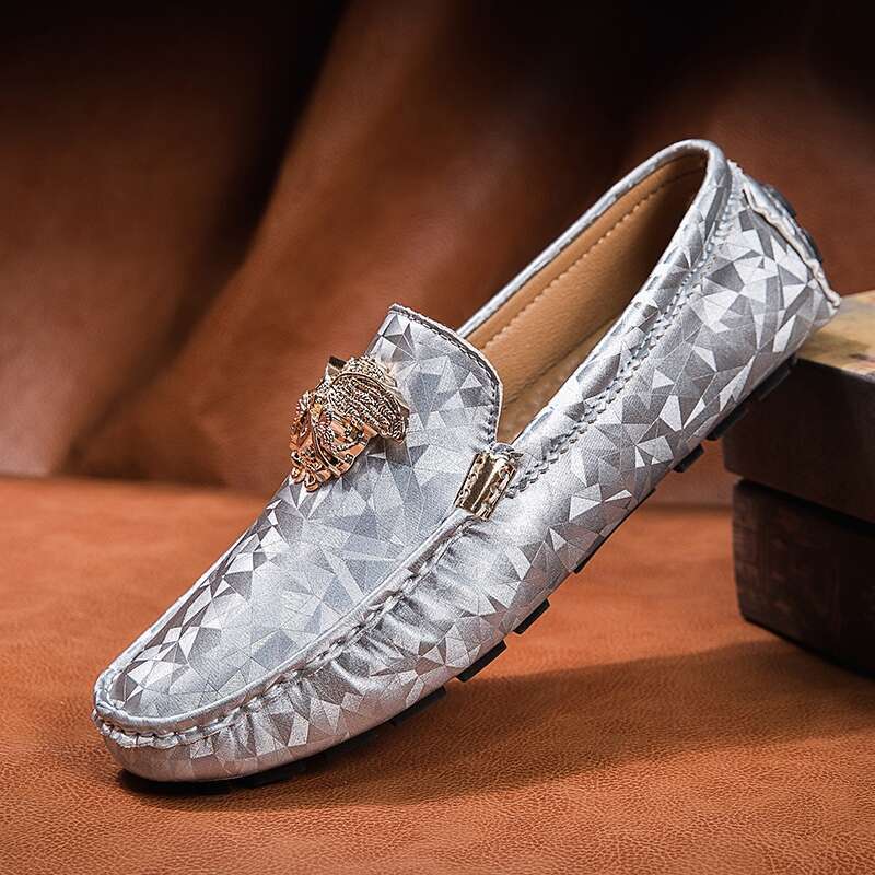 Brand Casual High Quality Men's Snake Pea Shoes Spring Summer Leather Ladies Moccasin Loafers