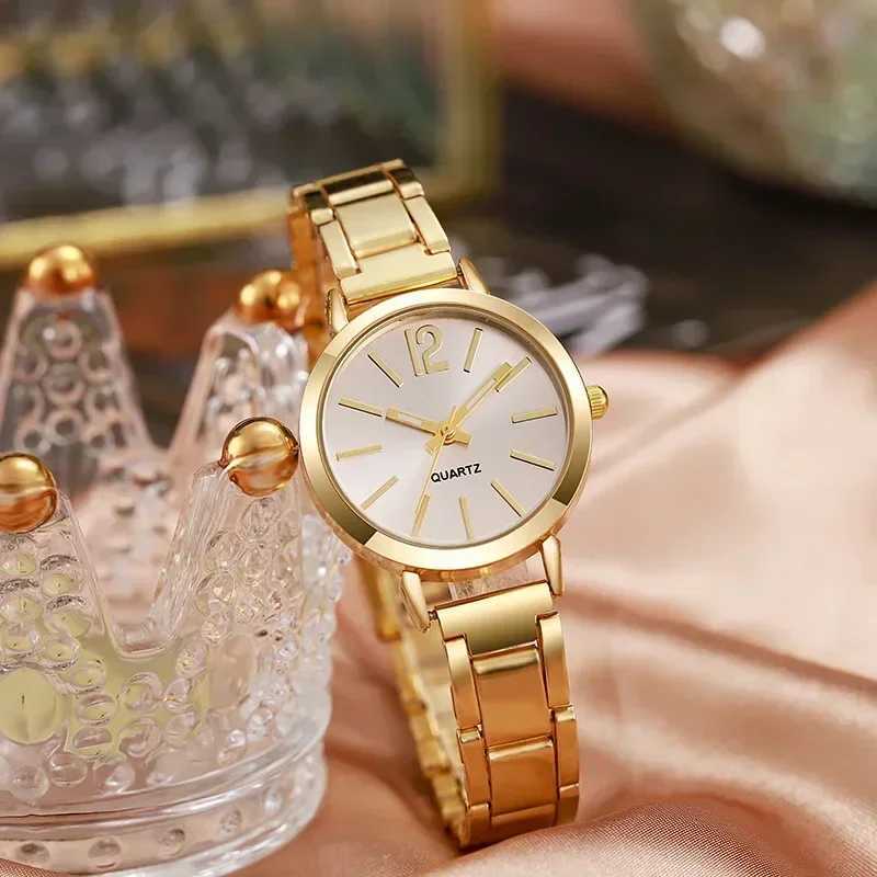 Fashion Gold Bracelet Quartz Wristwatch Luxury Watch for Women Simple Round Dial Stainless Students Ladies Watches Reloj MujerX240923