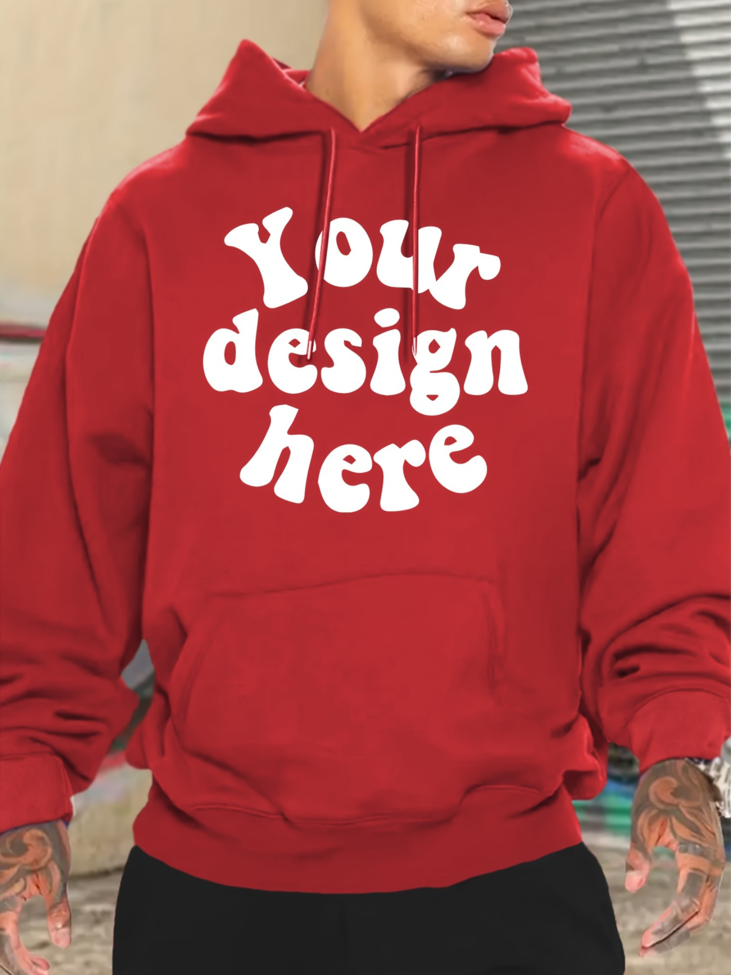 Men Sweaters Mens Personalized Your Design Here Letter Print Casual Hoodie | 100% Polyester Knit Fabric with Slight Stretch | Regular Fit Pullover wit
