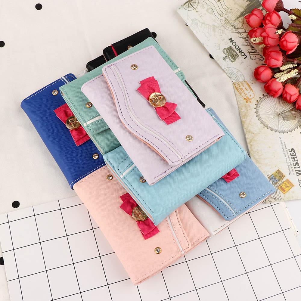Sailor Moon Wallet Candy Color Bow Knot Women wallet Fashion Clutch Bag PU Leather trend Card Coin Purse