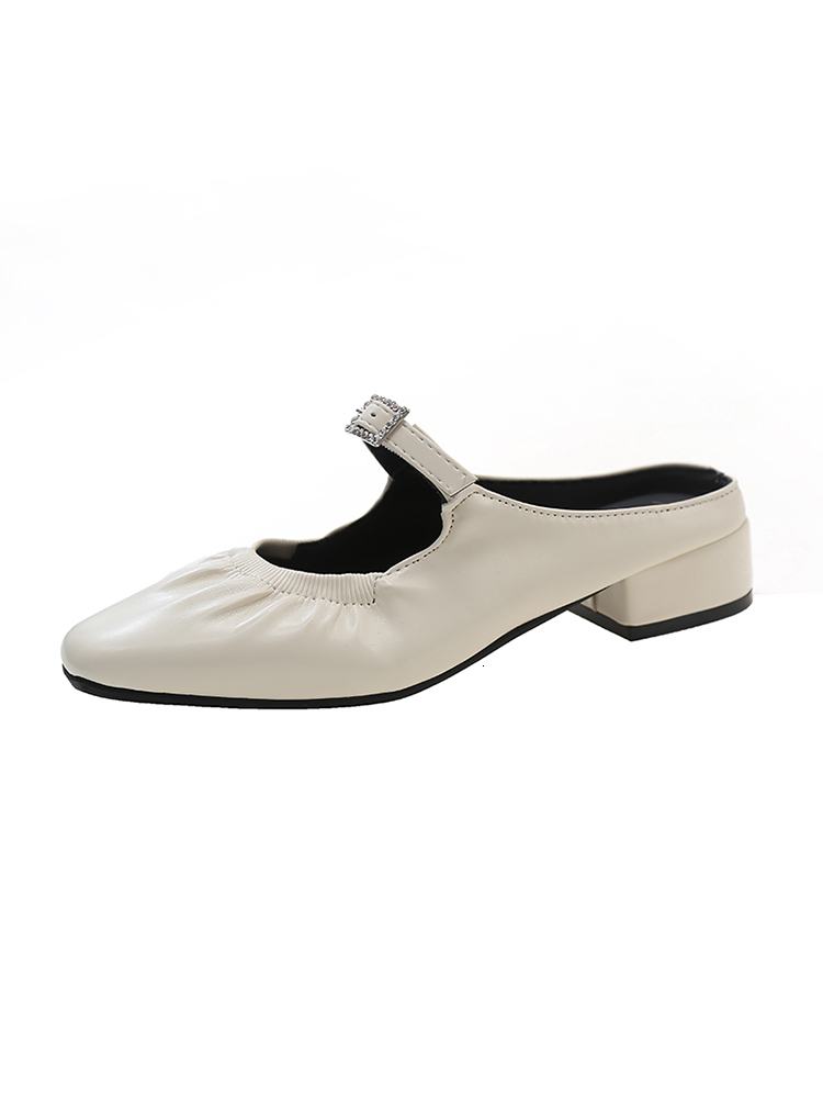 New designer slippers luxury sandals Baotou Half Women's Outerwear 2024 New Summer Folded French Thick Heel Sier Mary Jane Muller Cool Slippers
