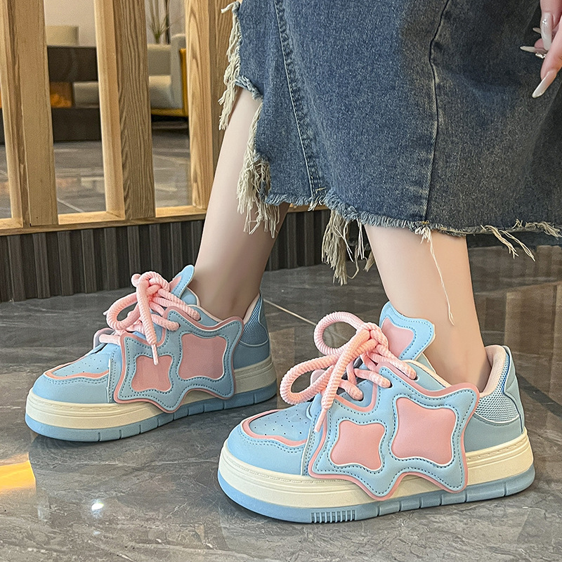 Hong Kong Style Stars Contrasting Colors Versatile Platform Sneakers 3a8c