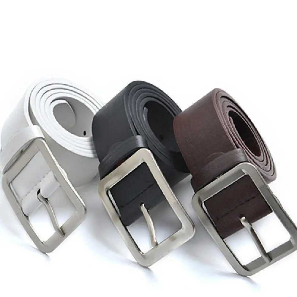 New Fashion Mens Belt Luxury Faux Leather Solid Color Buckle Waist Strap Business Casual Belt Party AccessoriesX240923