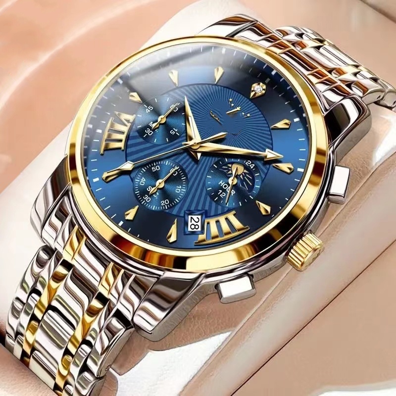 Modern Men's Fashionable Timepiece - Sleek Steel Belt, Waterproof & Light-Up Features free shipping