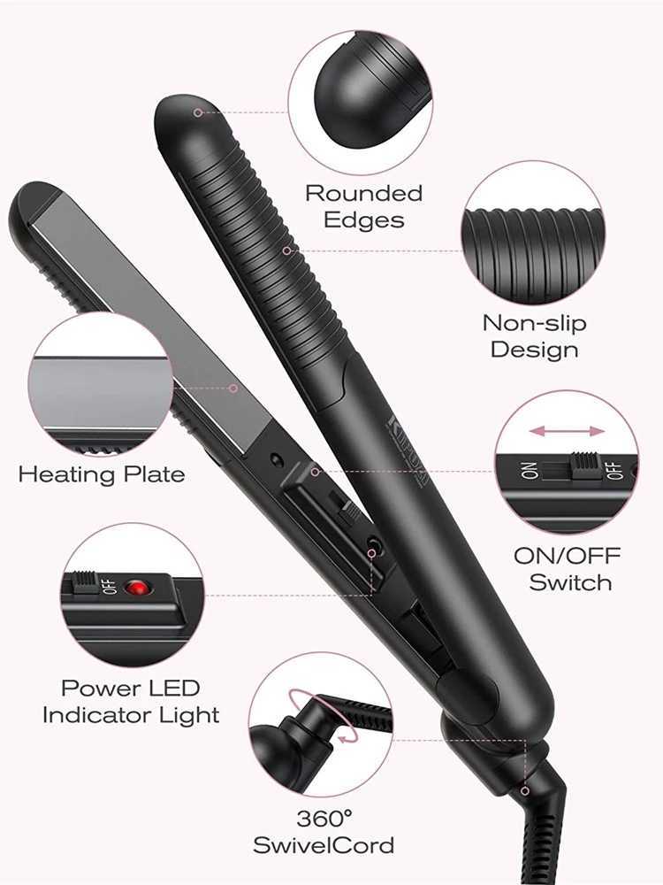 2024 KIPOZI Small Flat Iron for Short Hair Travel Size Ceramic Straightener Lightweight Portable Small Straightener CL240923