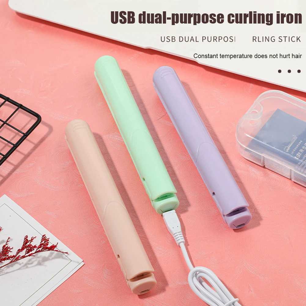 2-in-1 Mini Curling Flat Iron Ceramic USB Electronic Splicing Curler Straight Styling Tool Curler Flat Iron CL240923