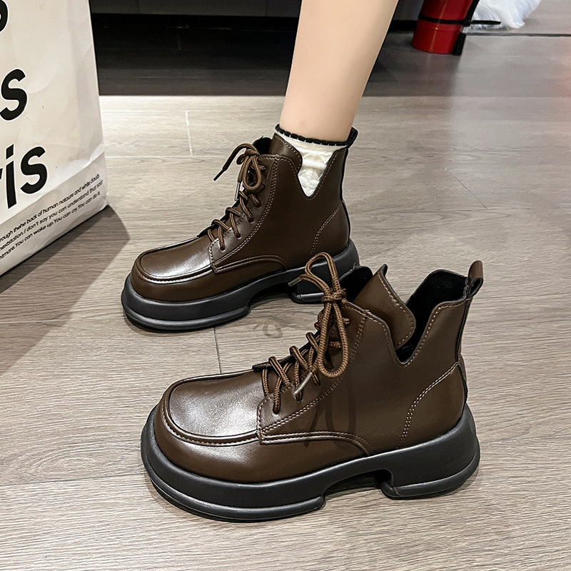 Women's Plus Size Lace-up Ankle Boots: Stylish, Comfortable, Thick Sole ede7