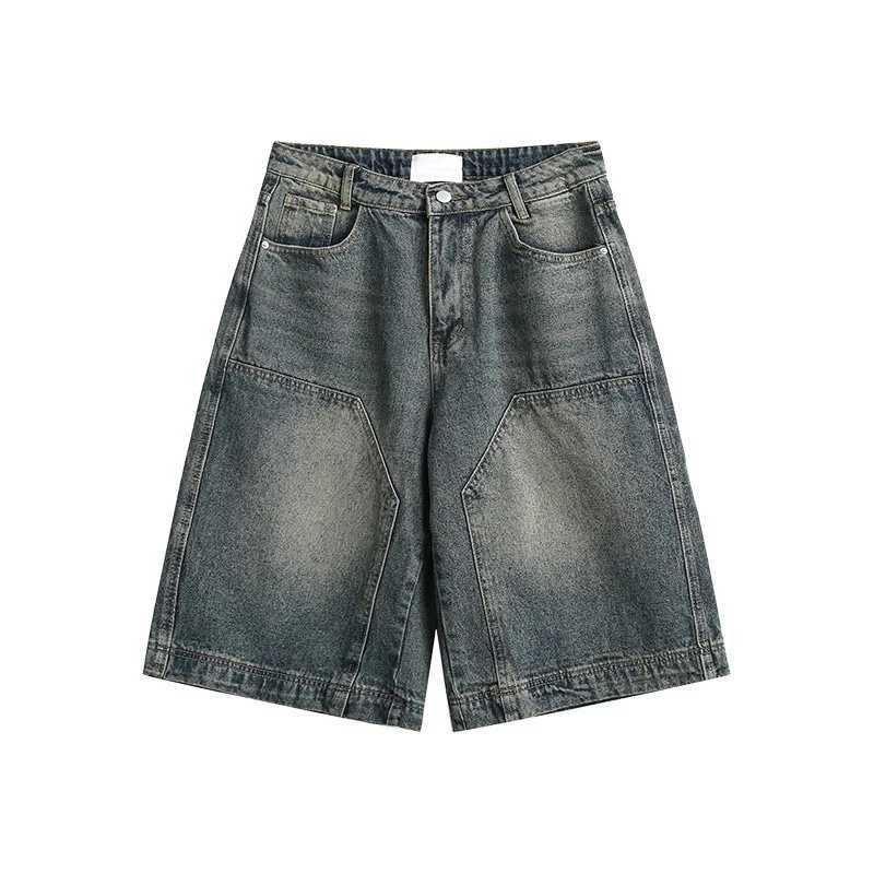 Y2K Vintage Baggy Jean Shorts Womens Washed Wide Leg Capri Pants Casual Barrel Jeans Denim Shorts Mens Oversized JortsX2409