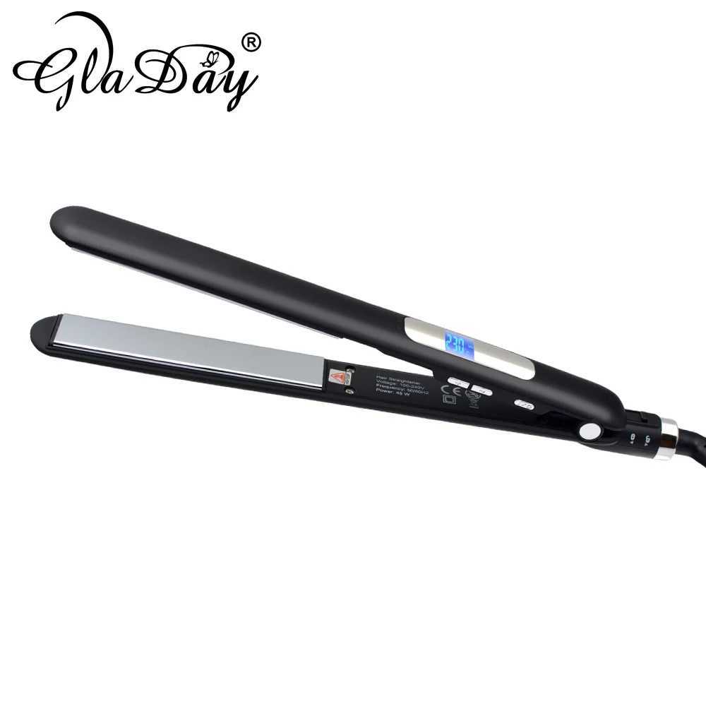 Professional straightener made of titanium flat iron with LCD display screen dual pressure instant heating for straight hair CL240923