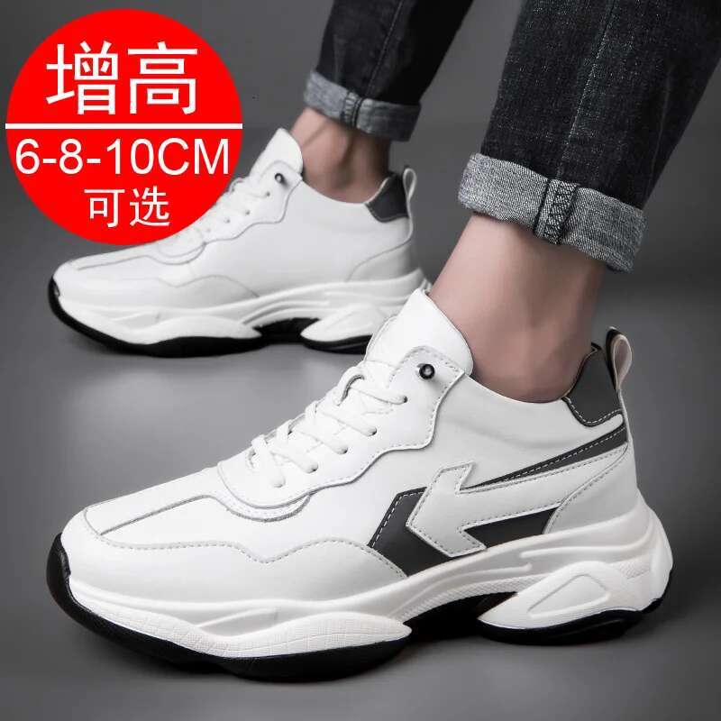 Elevator shoes for man height increase 8cm brand sneaker genuine leather men's hidden heels taller casual shoe