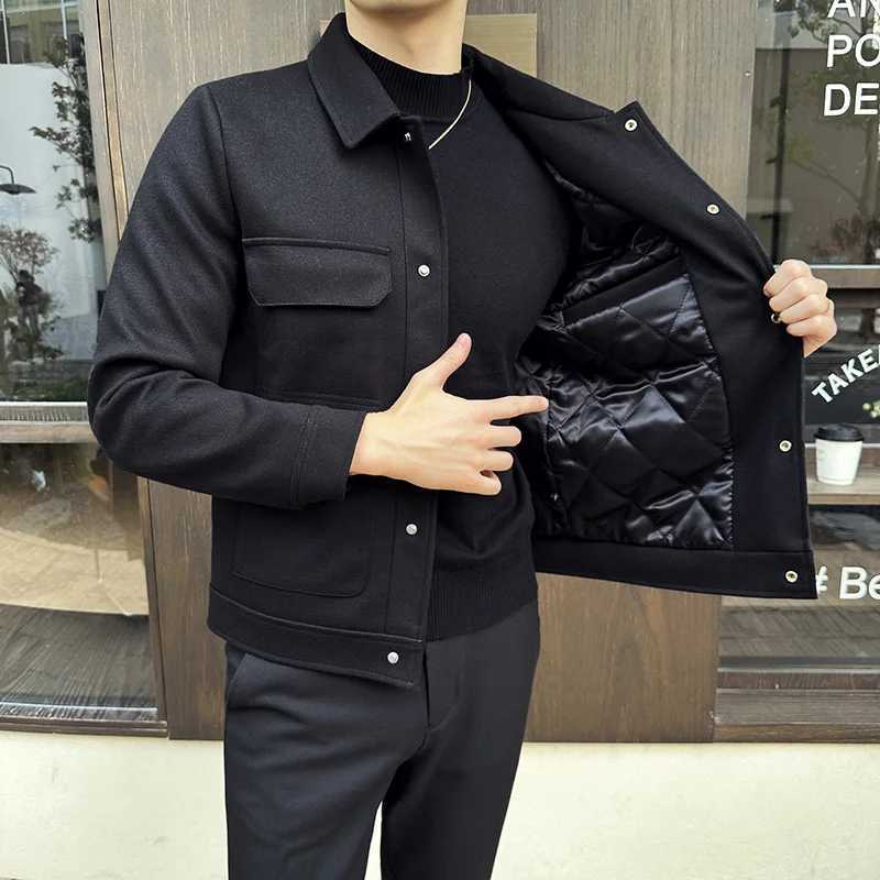 Brand clothing mens spring high-quality wool jacket/mens ultra-thin slim and thick keeping warm coarse woolen jacket fashionable casual jacket W240921
