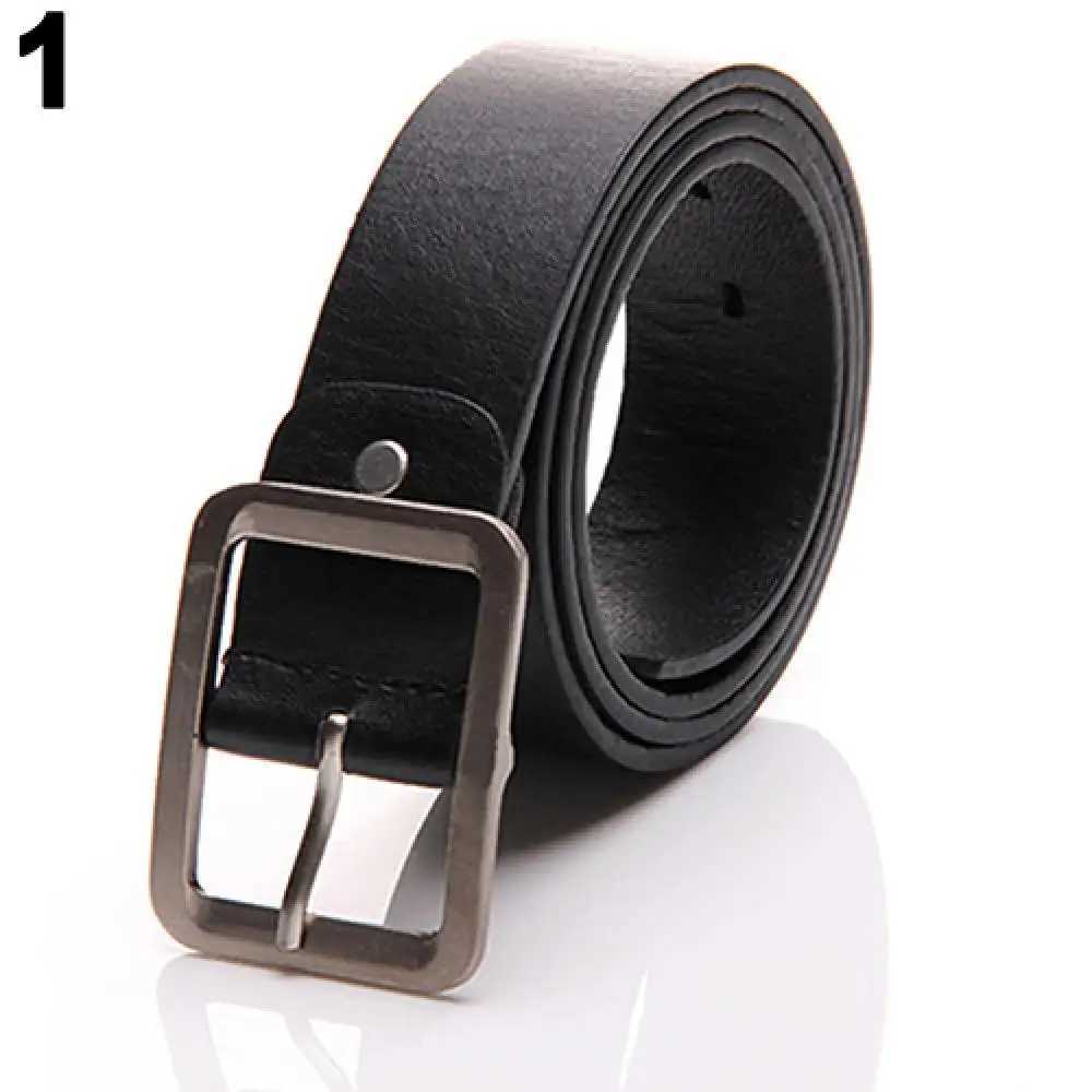 New Fashion Mens Belt Luxury Faux Leather Solid Color Buckle Waist Strap Business Casual Belt Party AccessoriesX240923