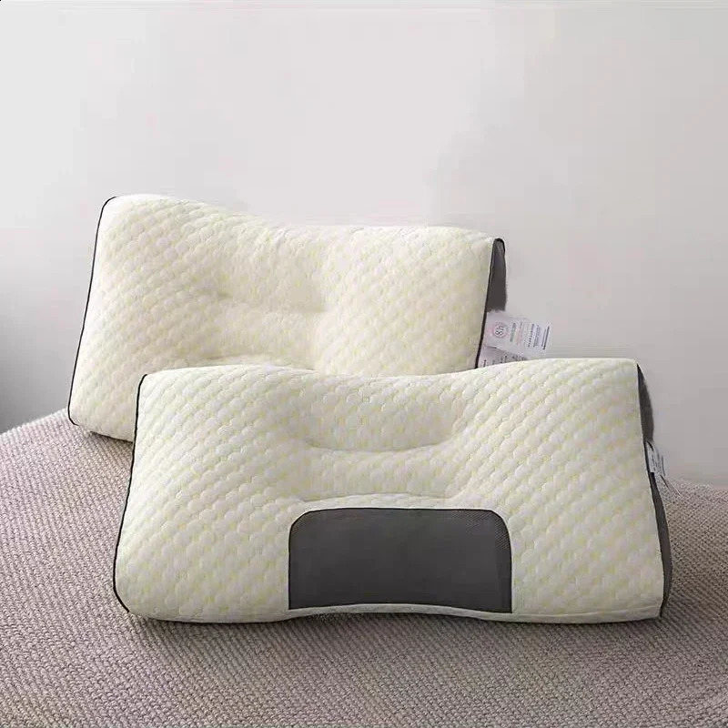 Pillow support for cervical vertebrae helps with sleep. The core of the home pillow will not fall off preventing napping. Pure cotton massage pillow 2