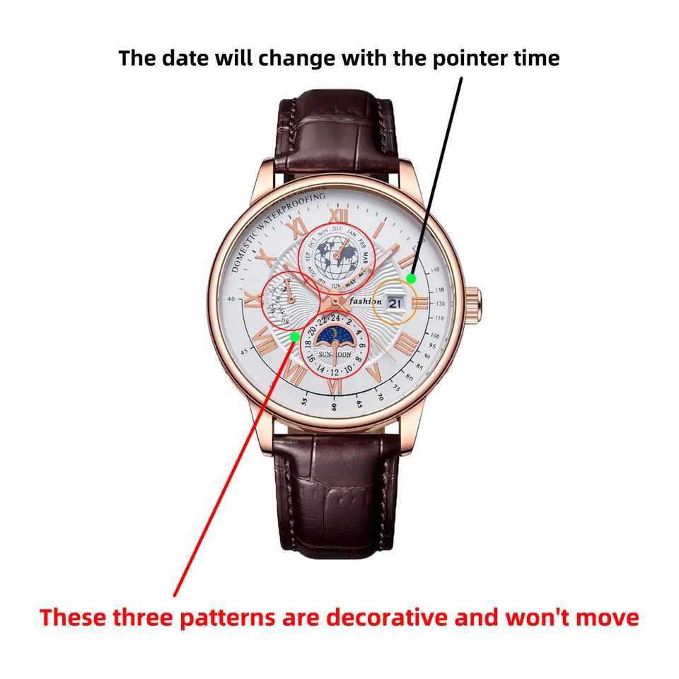 2024 Men Watch Fashion Top Luxury Sport Mens Wristwatch Waterproof Luminous Leather Date Quartz Watches Man clockX240923