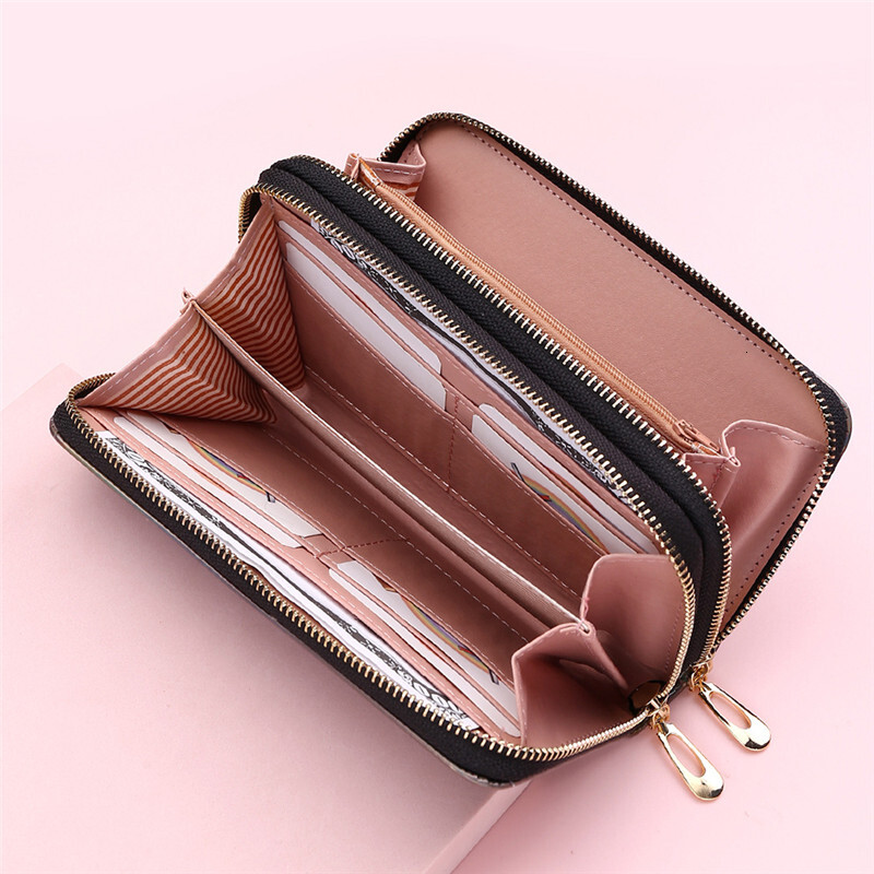 2025 New Women Long wallet Laser Wallets Double Zipper Fashion Female Wristlet Clutch Coin Purse Money Phone Bag Card Holder Handbag
