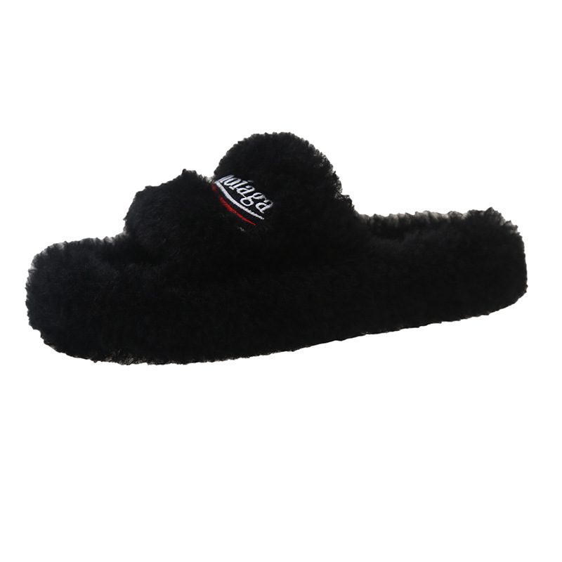 2025 hot new free shipping designer slippers for womens flat slippers black beige green khaki New embroidered thick soled autumn and winter flat slipp