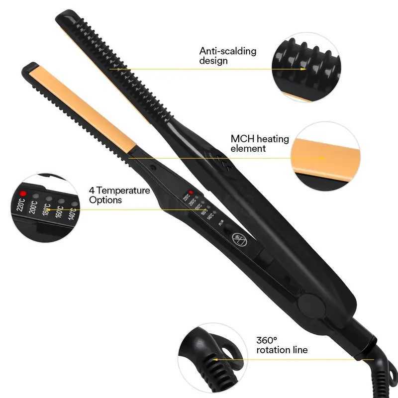 Small flat iron mini straightener for short hair fast heating 3/10 inch beard straightener CL240923