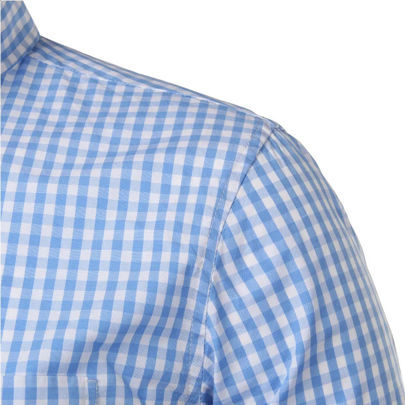 Small Plaid Button Down Shirt Men Summer Long Sleeve Slim Fit Mens Dress Shirts Casual Checks Gingham Chemise Homme 240918