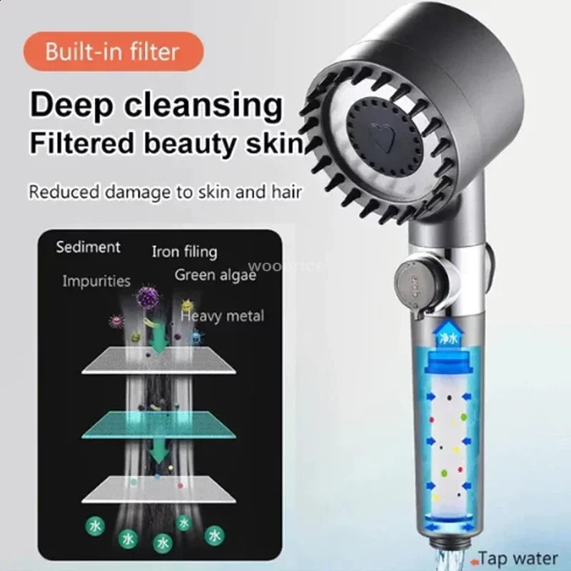 Shower Head 4-Setting Shower Head - Filtered Water Massage With Instant Stop M260320