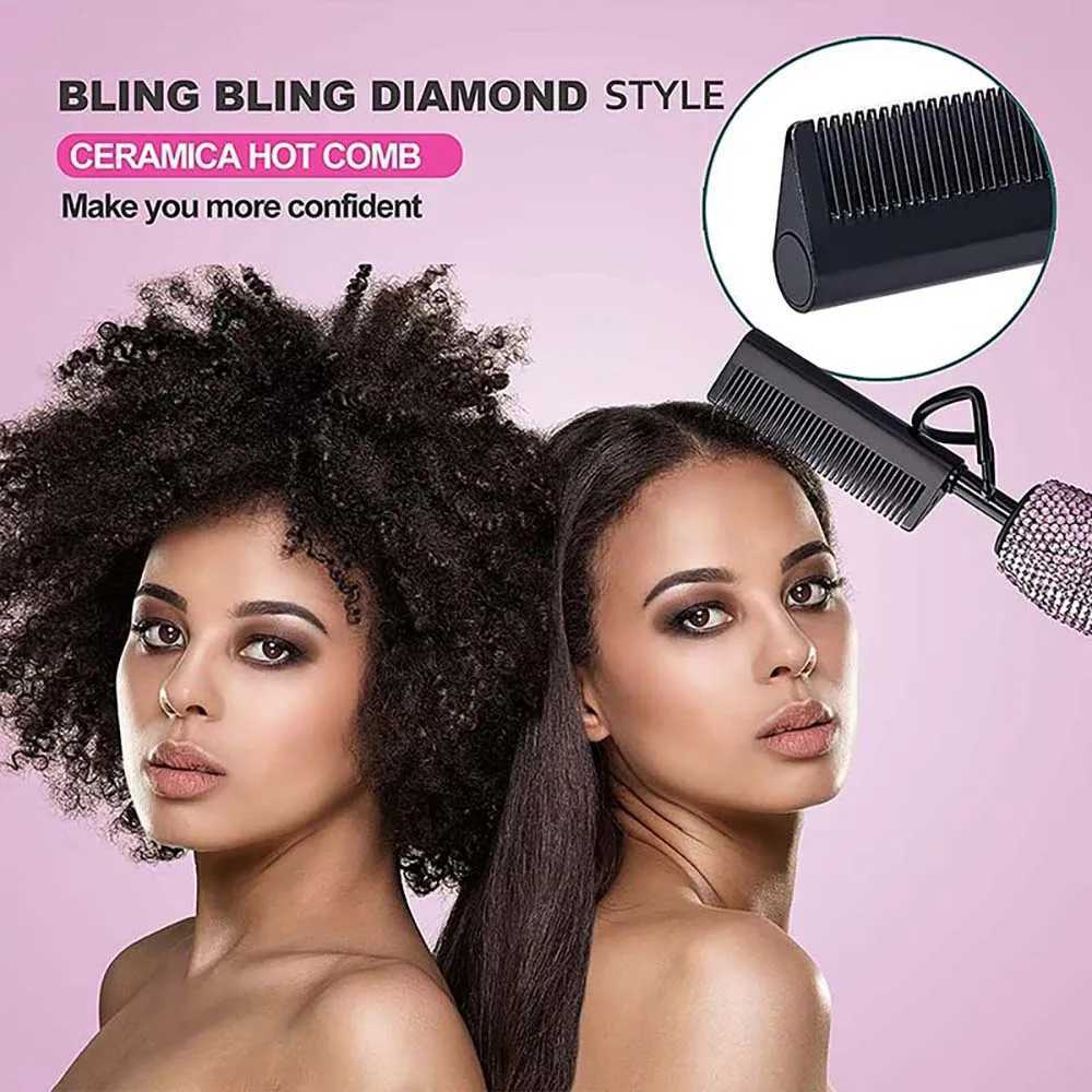 Electric heat comb diamond straight comb Pro ceramic high temperature Peine Alisador De Cabello for African American hair CL240923