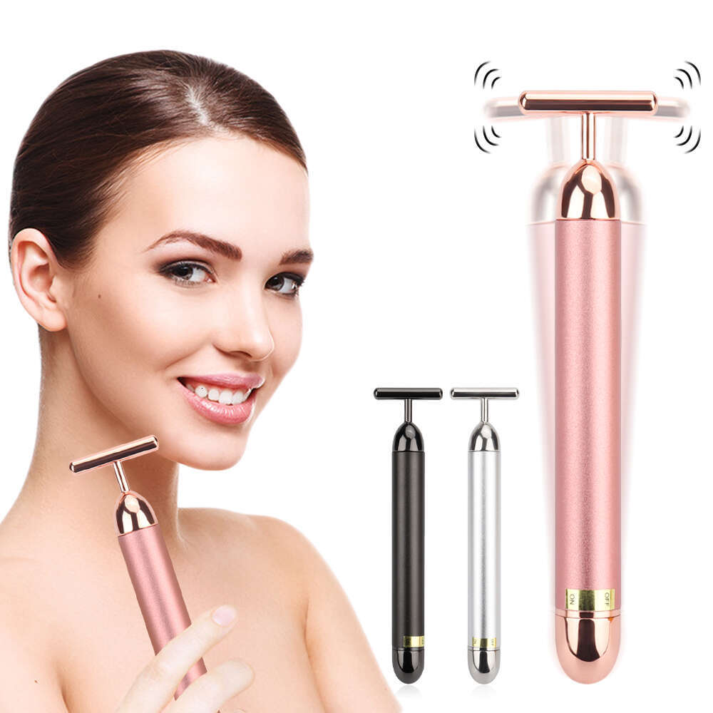 Gold Roller Vibrating Massager Slimming Facial Skin Beauty Pulse Firming Face Massage Lift Tightening Wrinkle Bar