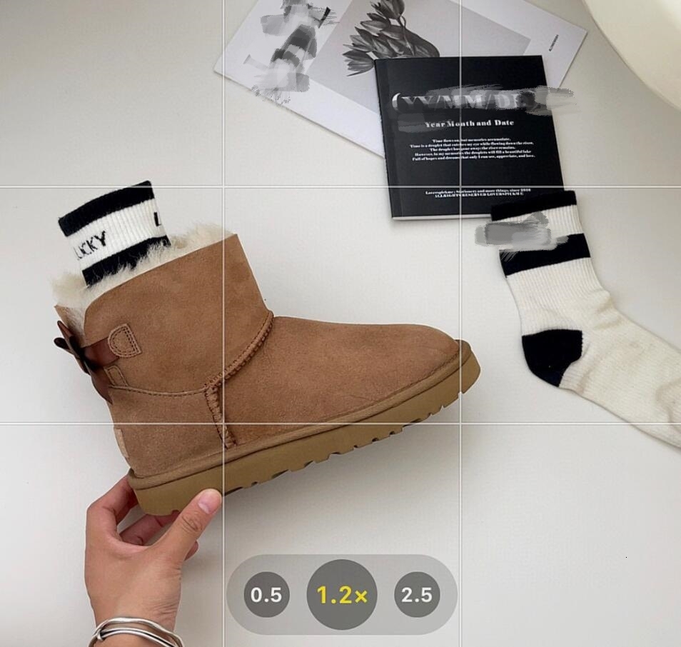 Winter 2024 New Sheepskin Mid-barrel Women's Lace-up Snow Boots