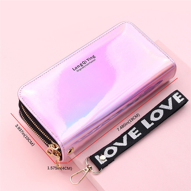 2025 New Women Long wallet Laser Wallets Double Zipper Fashion Female Wristlet Clutch Coin Purse Money Phone Bag Card Holder Handbag