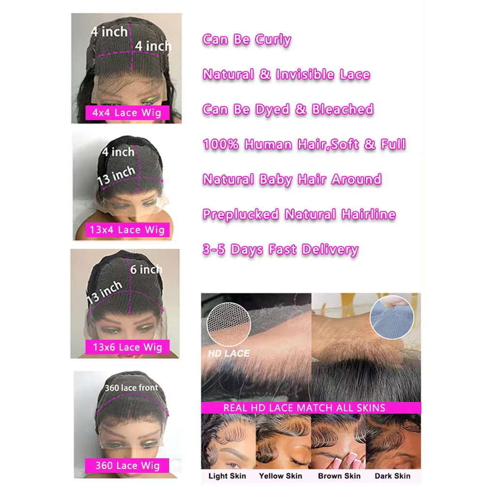40 Inch Body Wave 13x6 Hd Frontal Wig Human Hair 360 Brazilian Pre Plucked For Women 13x4 Lace Front Wigs 4x4 5x5