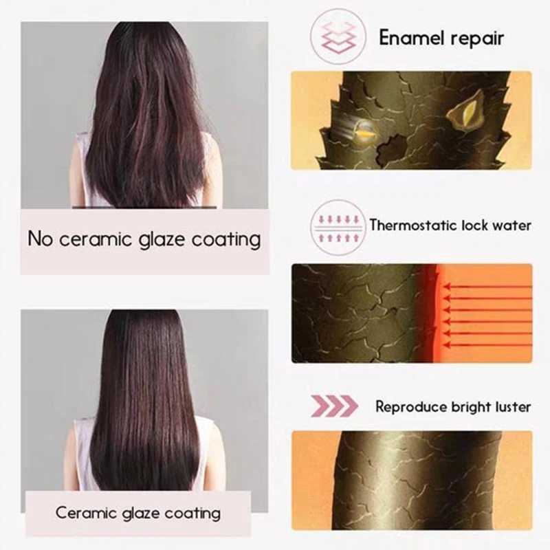 Mini Iron Curling 110V-220V Enamel Straightener Repair Beauty Health Thermostatic Water Lock Ceramic Glass Coating Travel CL240923