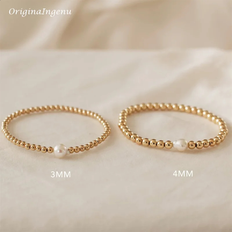 Freshwater Pearl Bracelet: Gold-Plated Waterproof Beaded Jewelry for Boho Chic Bridal Style 4
