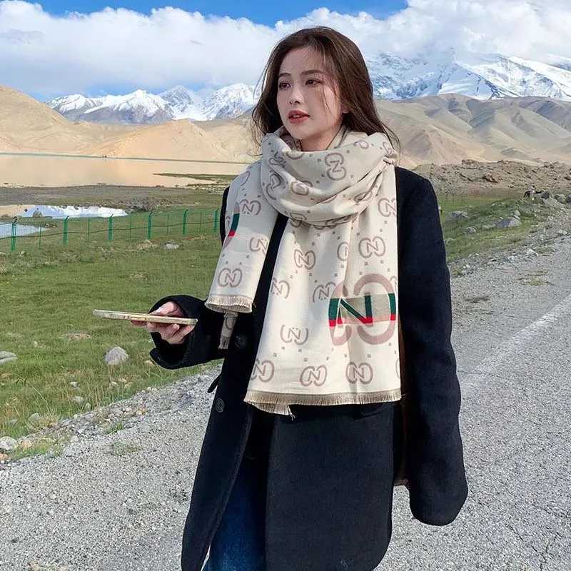 Scarves Fashion Double Sides Letters Good Acrylic Cashmere Scarf Shl Winter Neckerchief Women Summer Travel Ce Wrs Long J240923