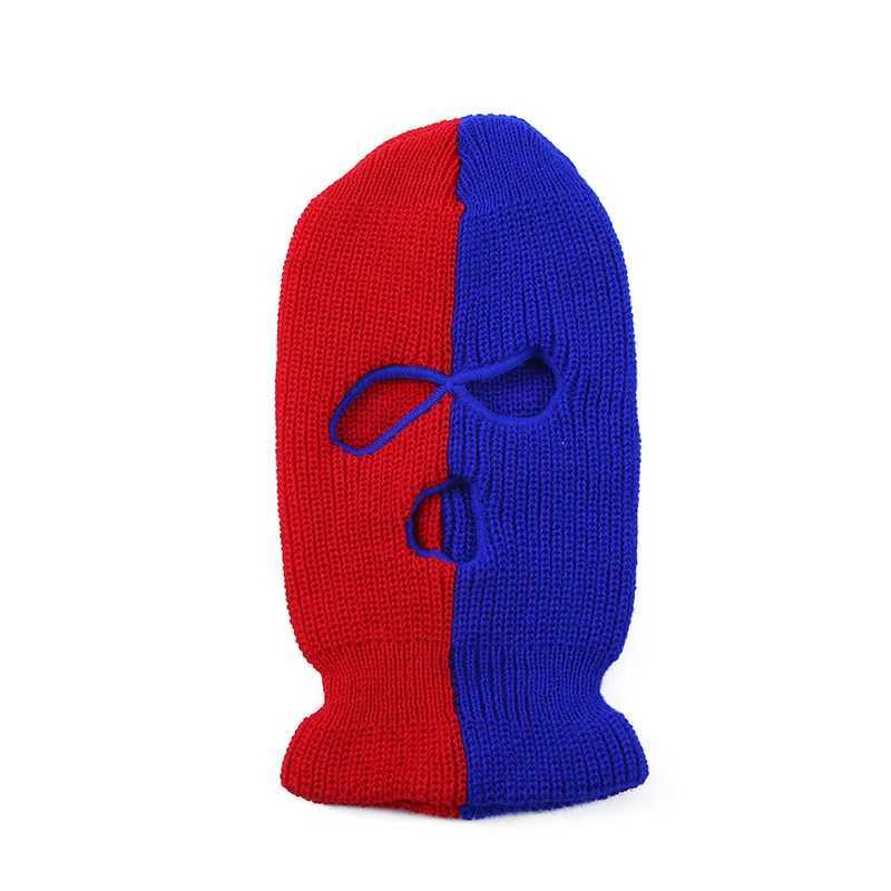Beanie/Skull Caps 3 Hole Knitted Beanie Hat Full Face Ski Mask Winter Balaclava Face Cover for Outdoor Sports Cs J240923